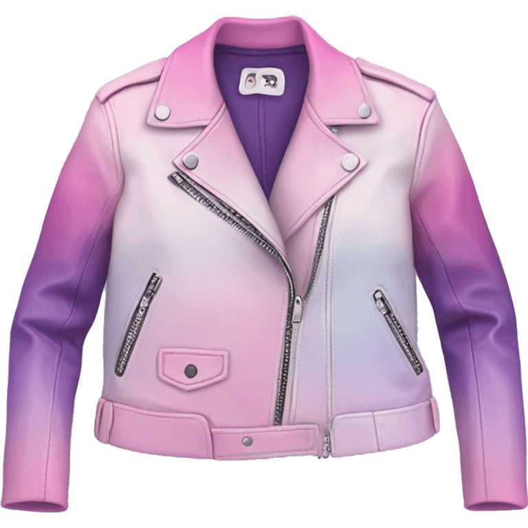 Realistic pastel pink to pastel purple ombre open fashion leather jacket. emoji