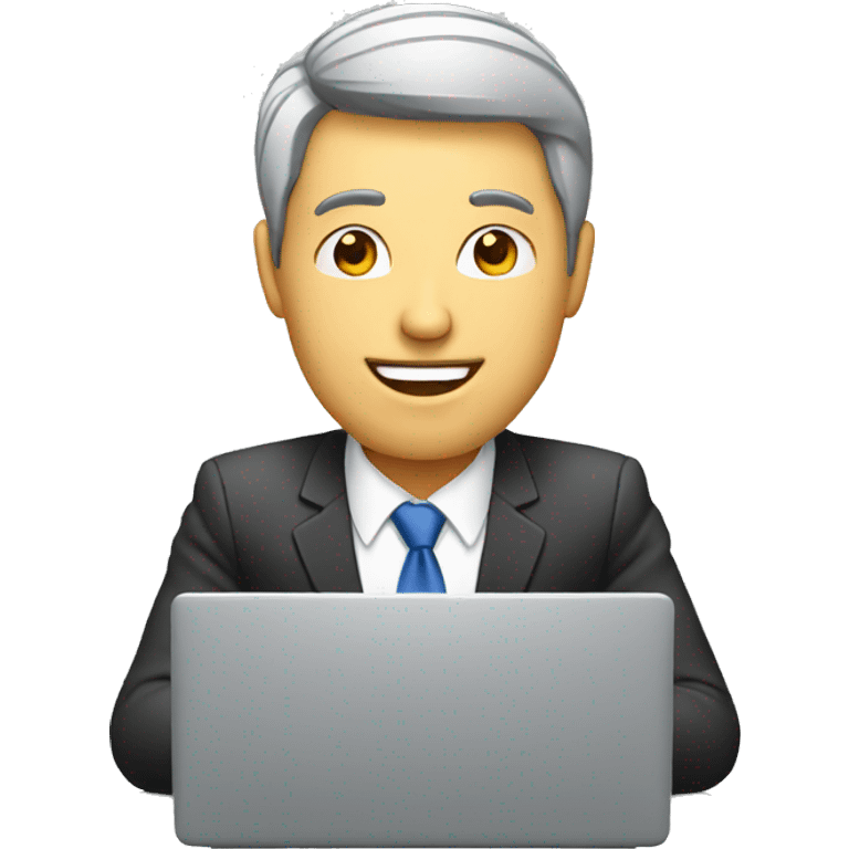 businessman on computer emoji