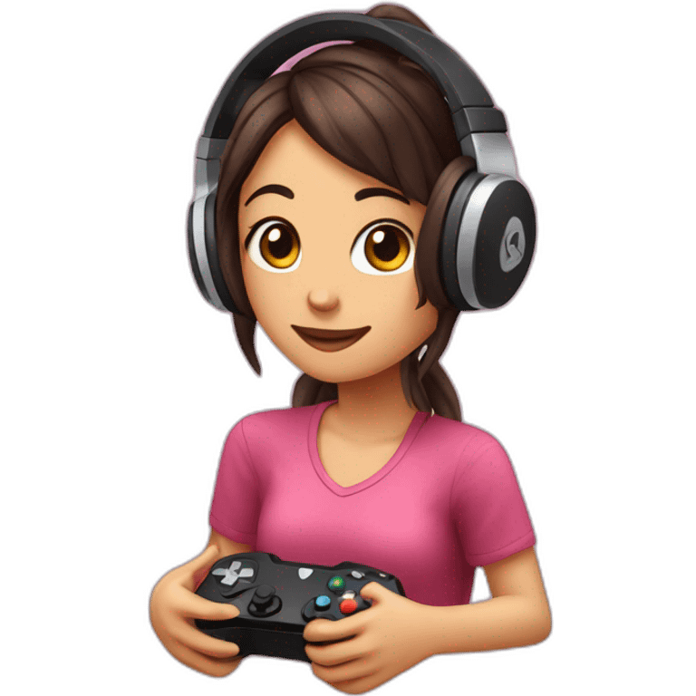 Heart-shaped gamer girl listening music emoji