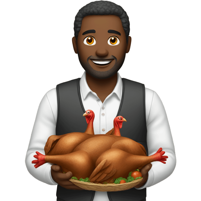 a man with turkeys for hands emoji