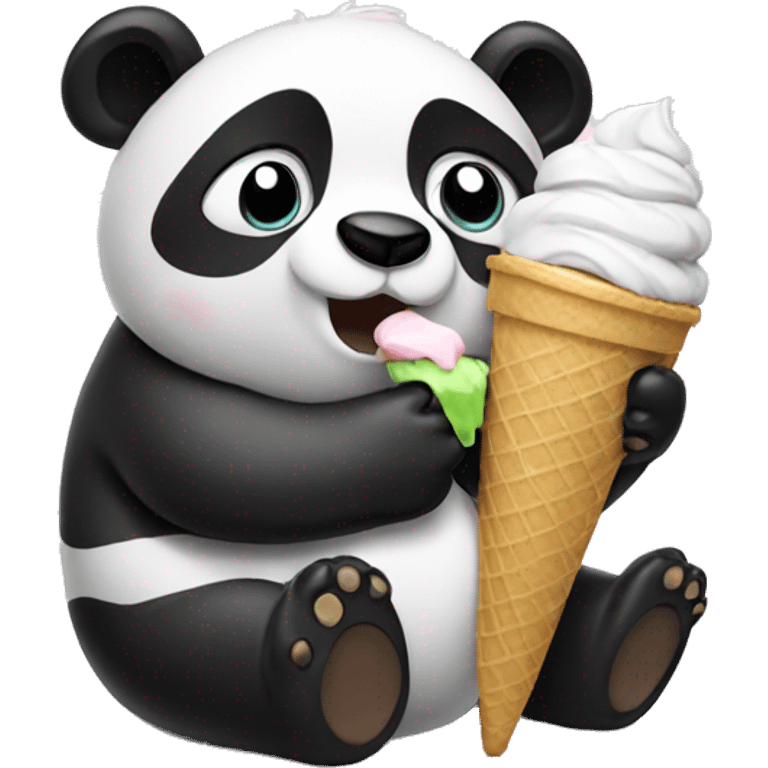 Panda eating ice cream emoji