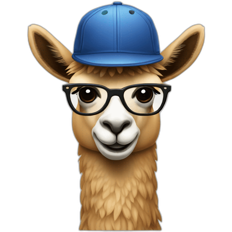 llama with a cap and glasses emoji