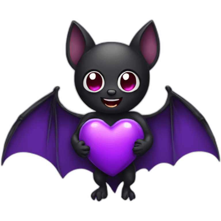 black bat holding purple heart emoji