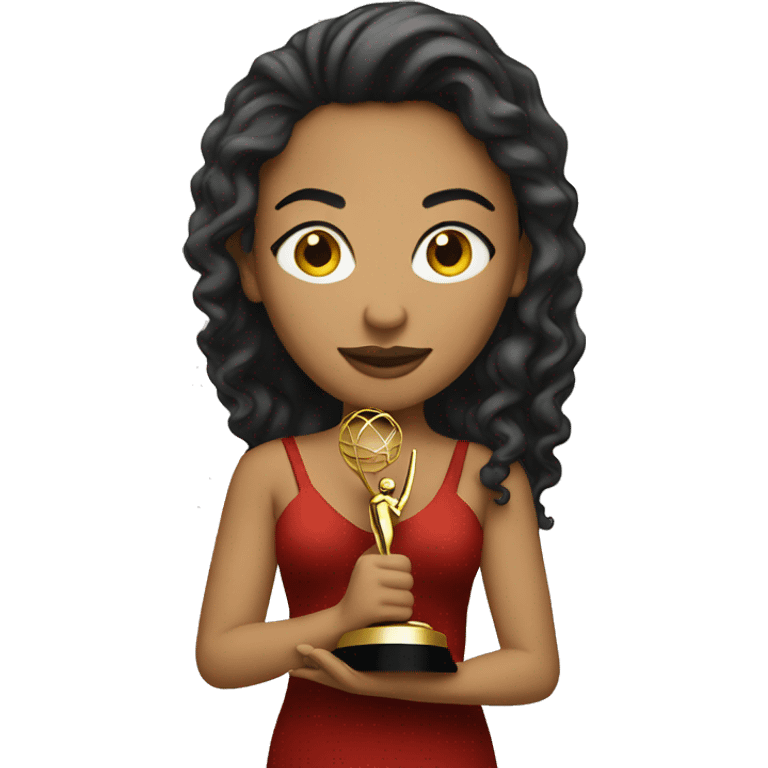 light skin women holding emmy award emoji