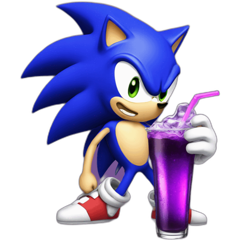 Shadow sonic sipping purple soda emoji