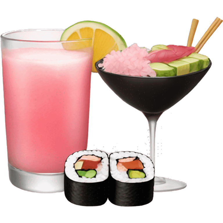 Sushi and pink cocktail  emoji