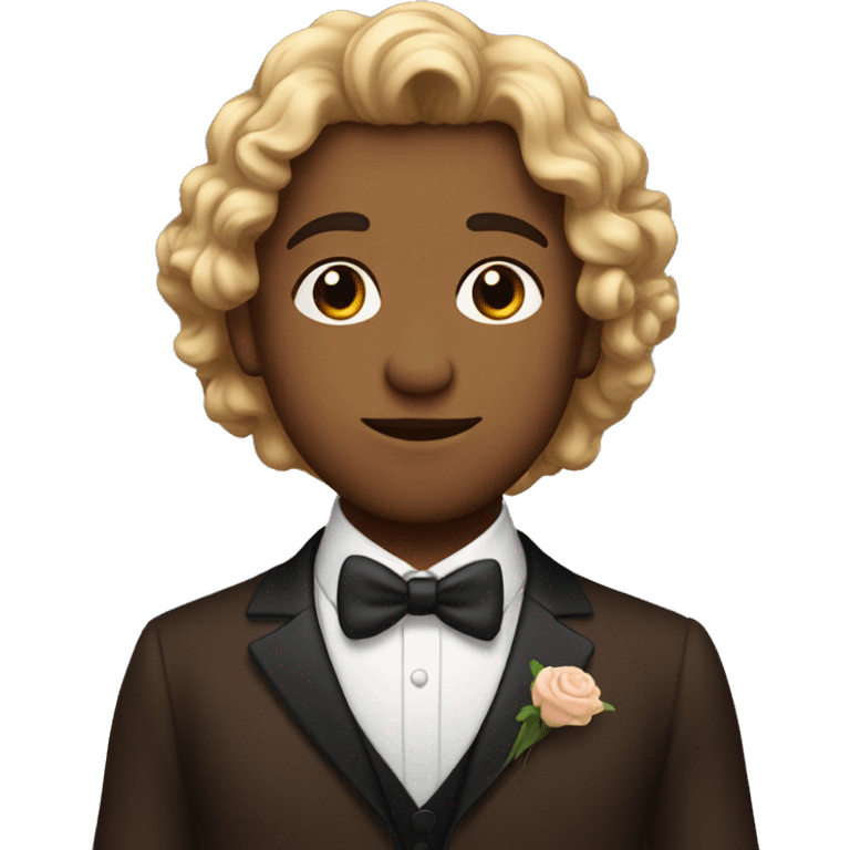 romantic kiss in formal attire man is brown with curly hair  emoji