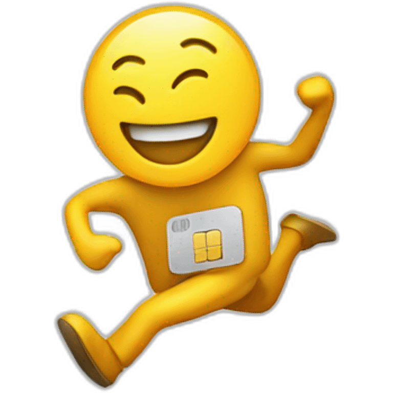 mobile sim card with a man running emoji