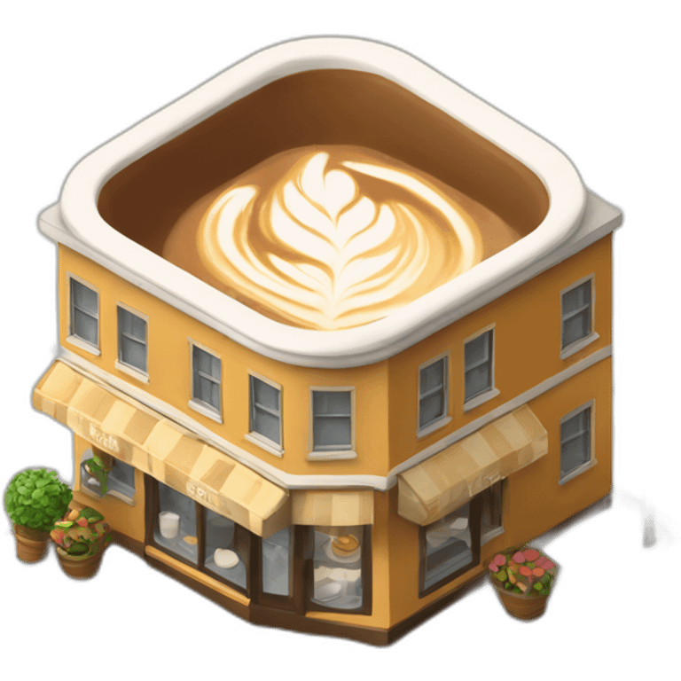 Cappuccino cafe isometric emoji