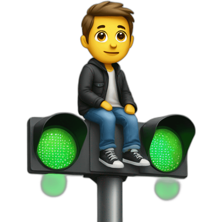 man sitting on a traffic light emoji