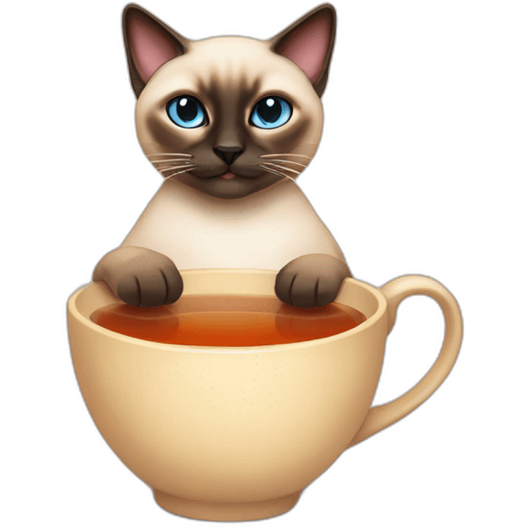 cat Siamese with tea emoji