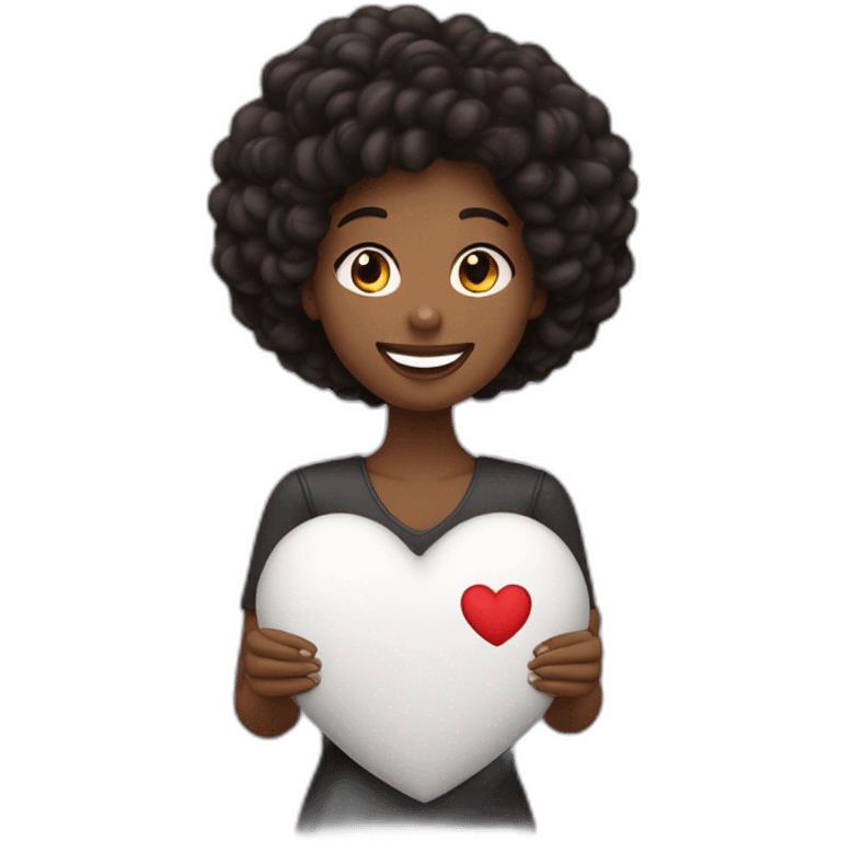 mujer con pelo negro de piel blanca feliz dando un corazón emoji