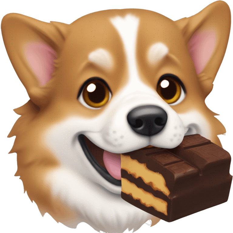 corgi eating chocolate emoji