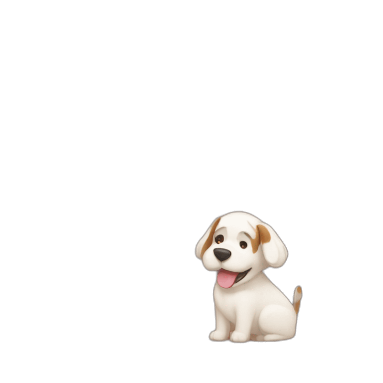 Brown dog and white dog cute emoji