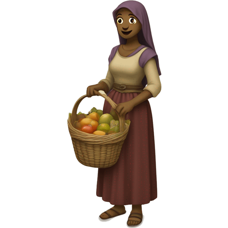 medieval market femal visitor with a basket emoji