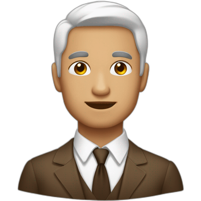 hombre blanco y joven de ojos marrones y tupé castaño emoji