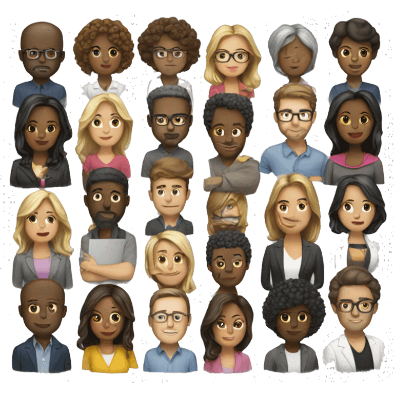 Work Group with laptop mix of women & men emoji