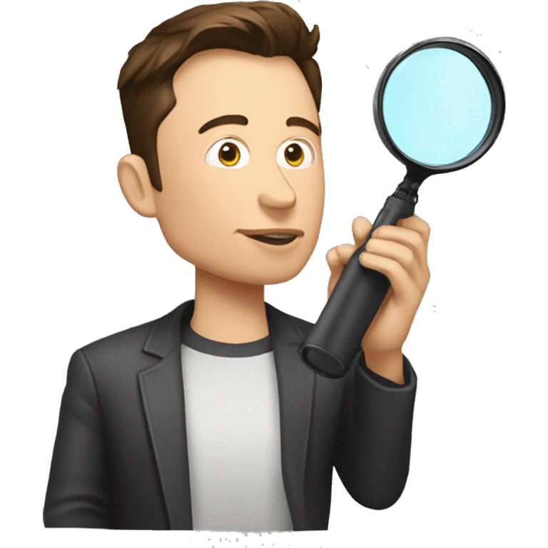 Elon musk holding magnifier emoji