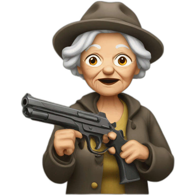 Old woman with a gun emoji