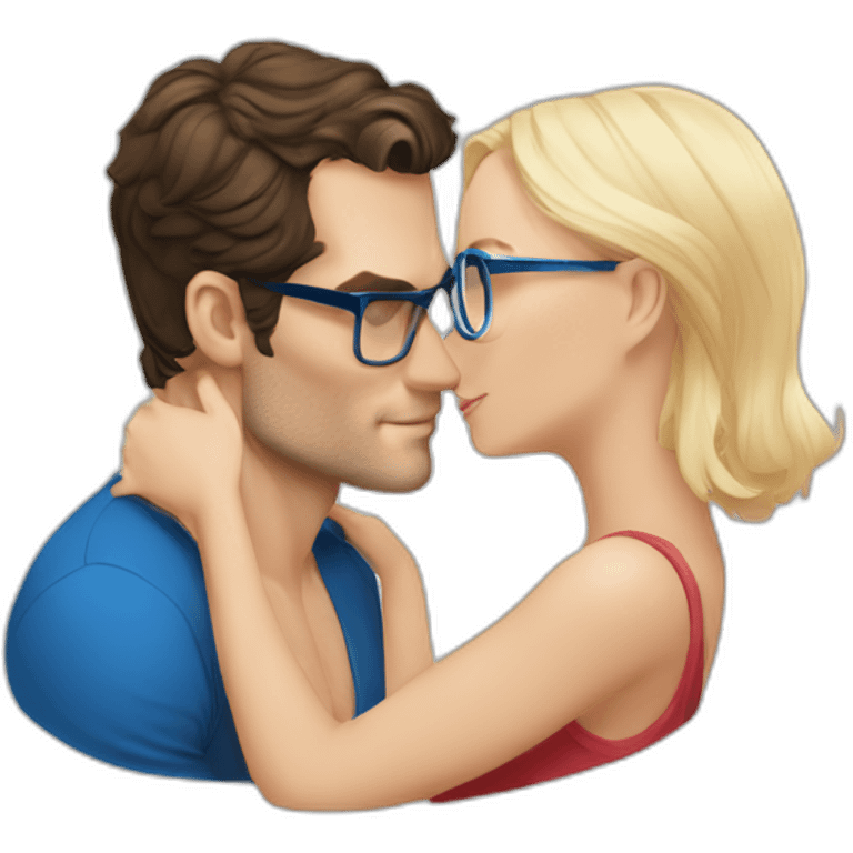 Henry Cavill kissing blond woman with glasses, with blue eyes with very very short hair emoji