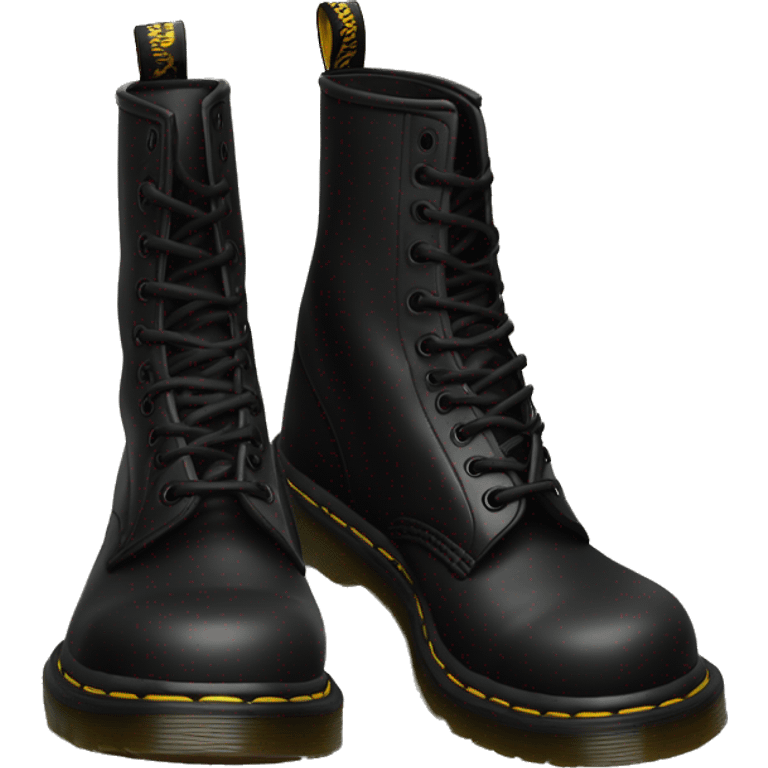 Realistic pair of black Dr.Martens Jaddon boots facing forward.  emoji