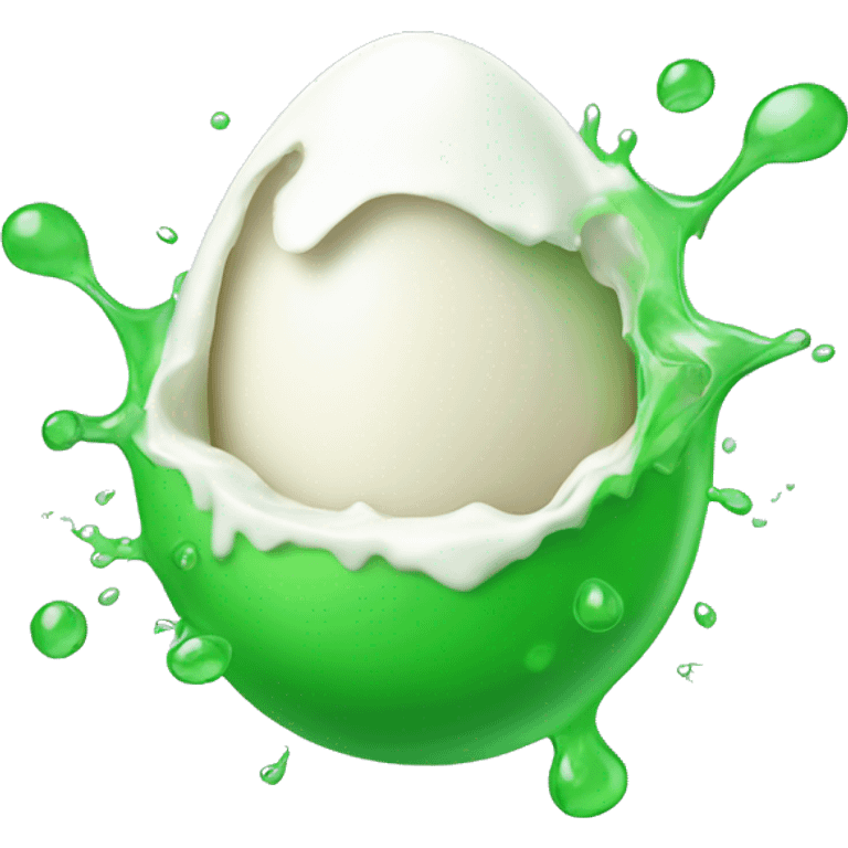 green long emoji with a eggshell white liquid bursting out of it emoji