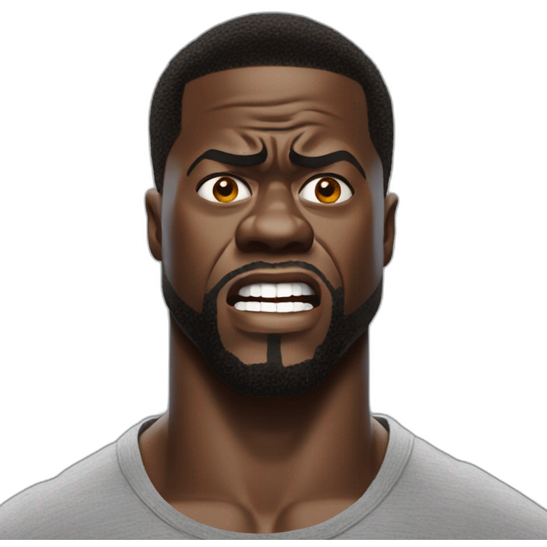 actor kevin hart angry face wearing tee emoji