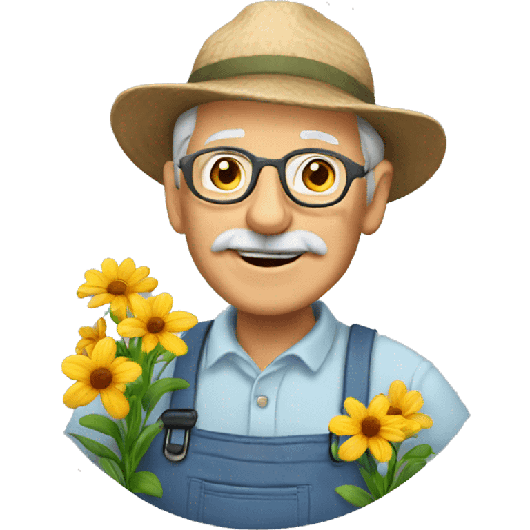 retired gardener with flowers emoji