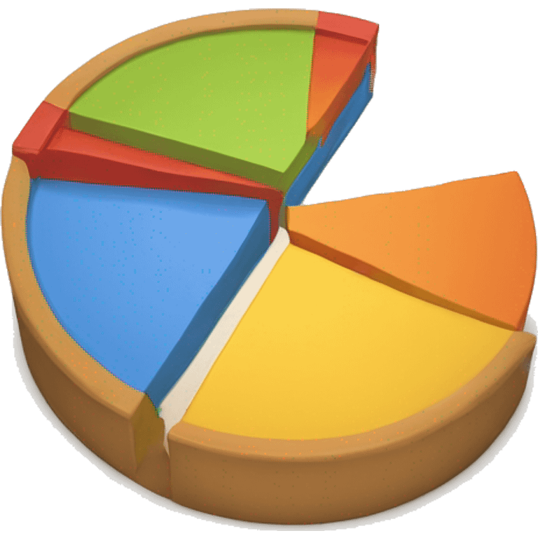 A 3D pie chart with two distinct sections.  emoji