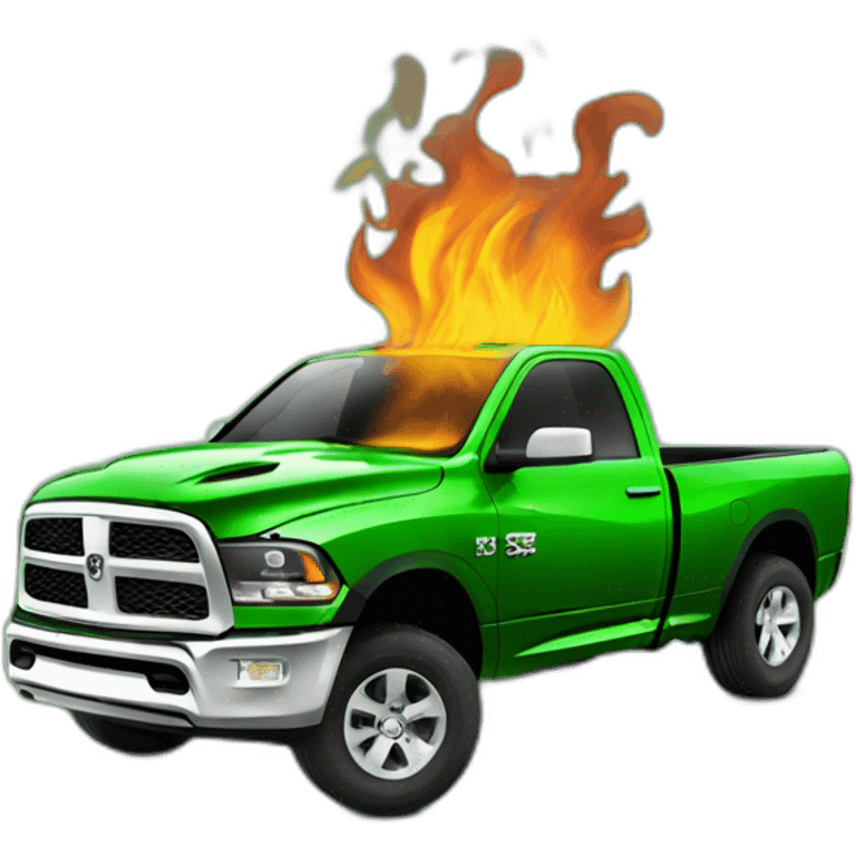 Green dodge ram in flames emoji