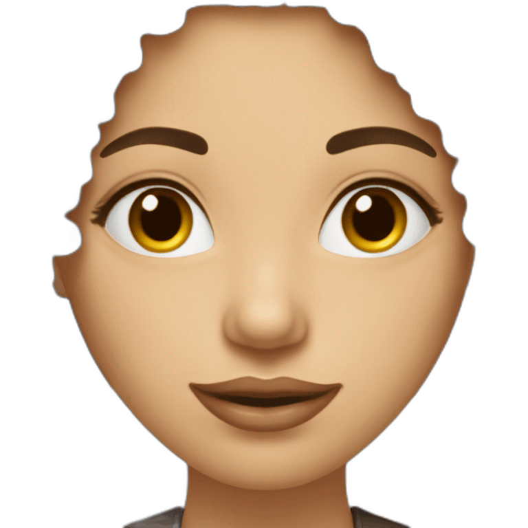 femme avec cheveux long marron foncé bouclé peau beige foncé emoji