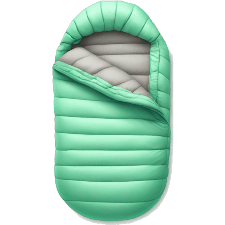 Realistic mint green sleeping bag isolated.  emoji