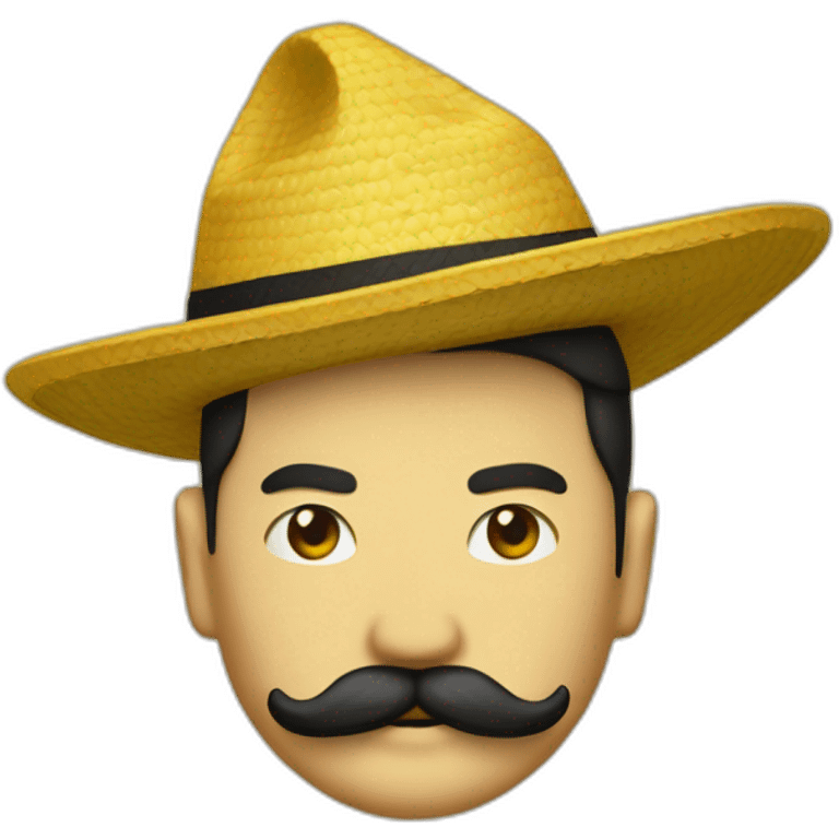 yellow sedge hat and fu Manchu moustache emoji