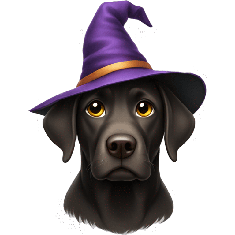 Labrador wearing witch hat emoji