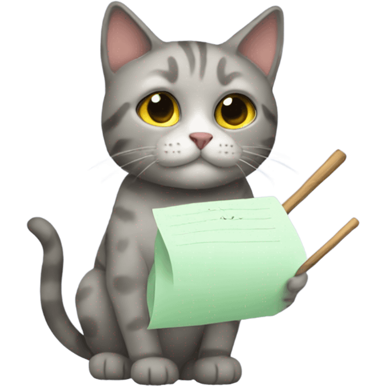 A cat holding stick notes emoji