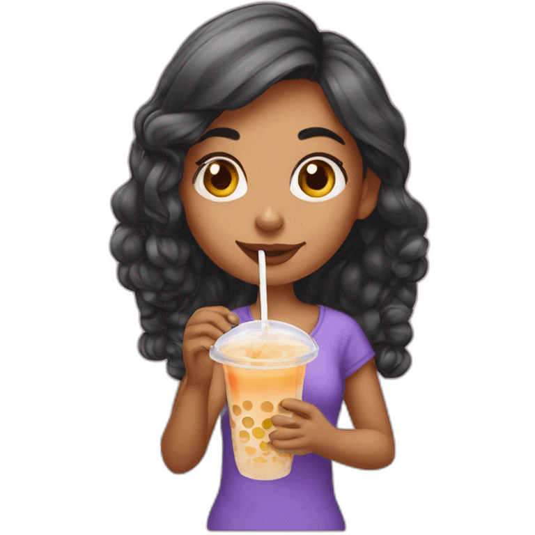 Indian Girl drinking bubble tea emoji