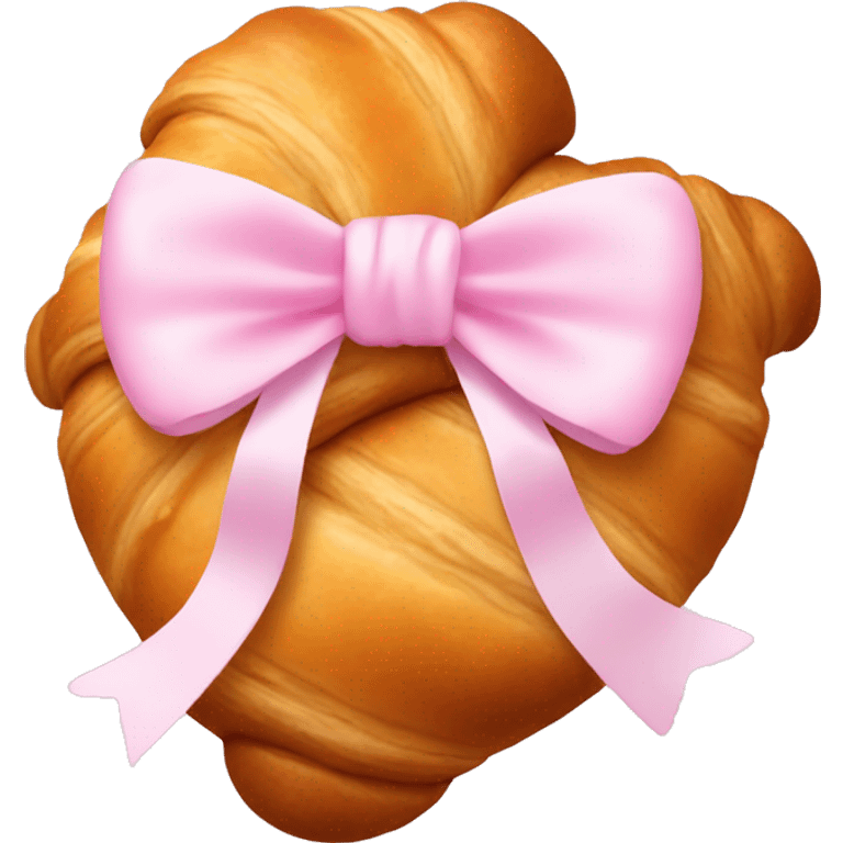 Croissant with pastel pink bow emoji