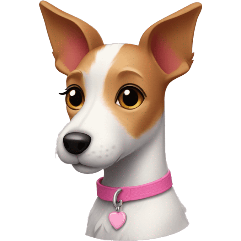  AI-generated sticker of a mini fox terrier with a pink collar, inspired by the style of “Lady and the Tramp.” emoji