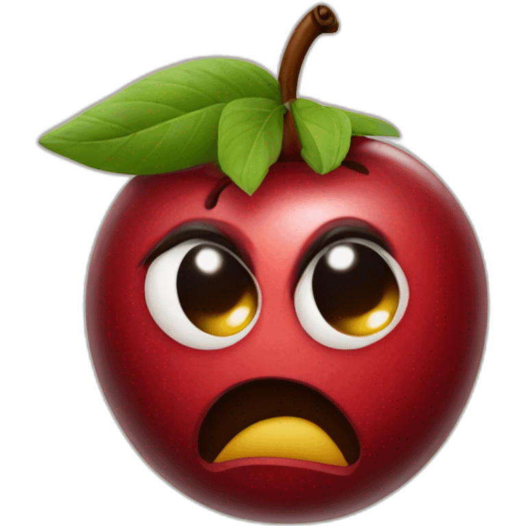 cherry with a face and it’s angry  emoji