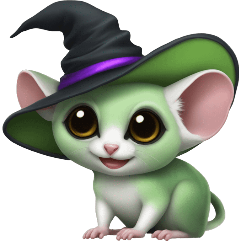 green sugar glider with witch hat on emoji