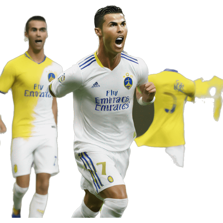 Cristiano Ronaldo at Al Nassr celebrating goal emoji