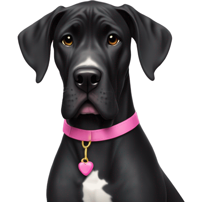 All black Great Dane with pink collar  emoji