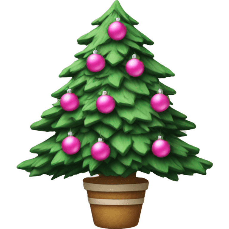 christmas tree with pink ornaments emoji