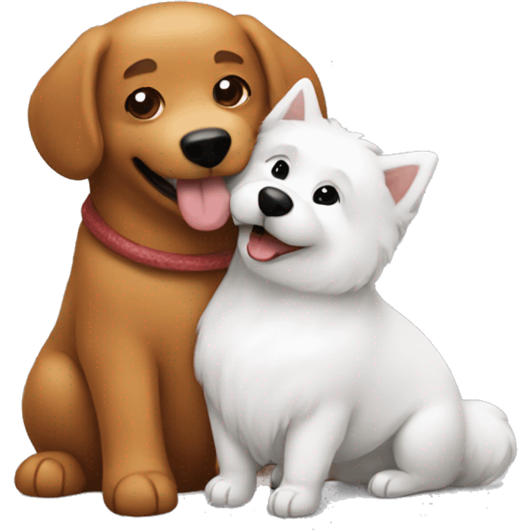 Samoyed hugging a dachshund emoji