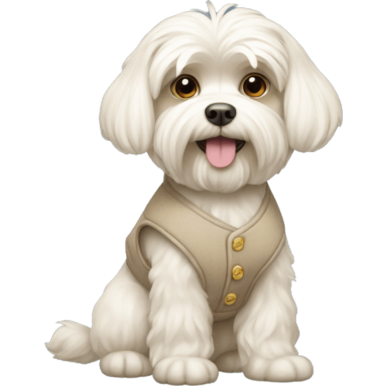 A beige Maltese dog in a vest emoji