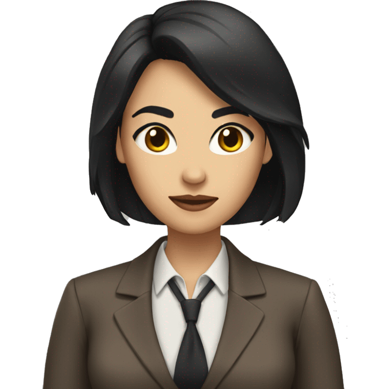 Female defense attorney with long black hair with brown suit emoji