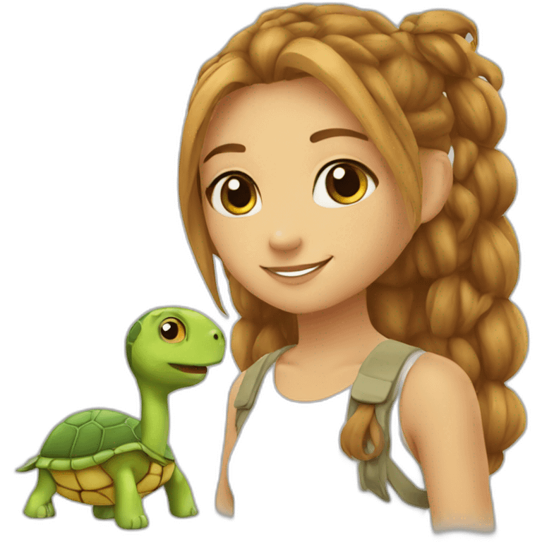 a mix of a turtle a giraf and a girl emoji