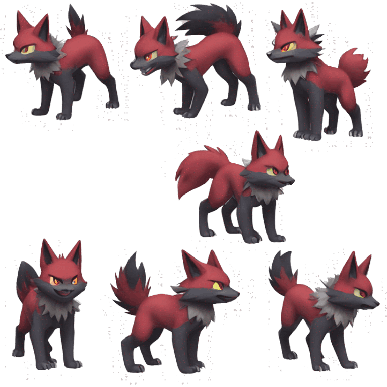 Litten-Zoroark-Zangoose-Mightyena-Zorua full body emoji