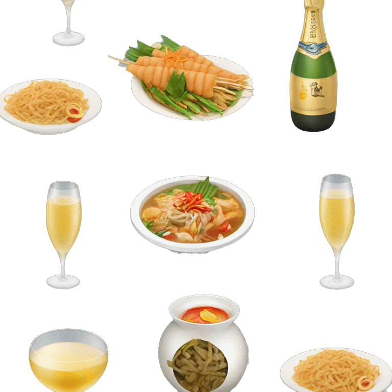 Thai food and champagne  emoji