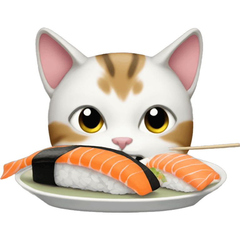 Cat eating sushi emoji